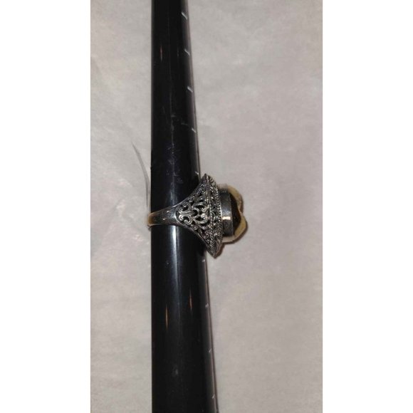 Sterling Silver Large Gold Drusy Ring Size 9 - Picture 2 of 8